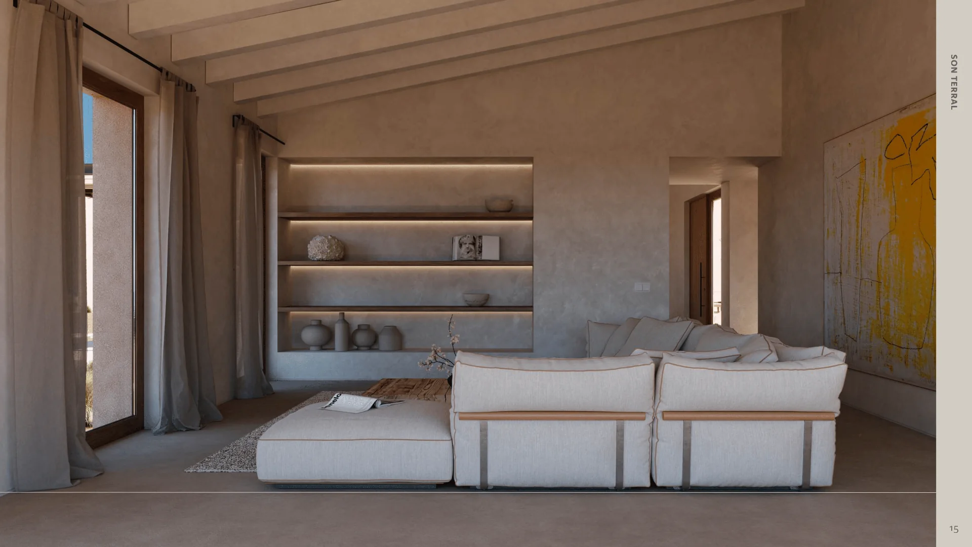 Architectural visualization of a bedroom in the proposed country house