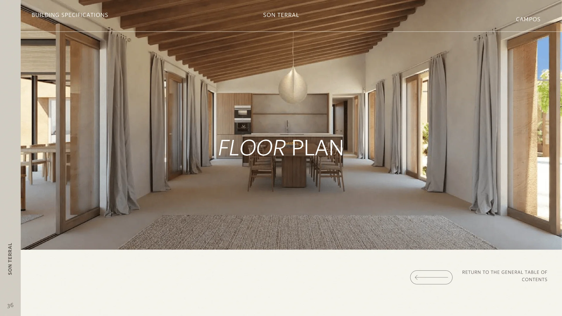 Architectural visualization of a considered guest room in the proposed residence